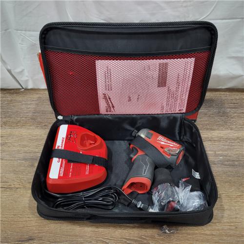 AS-IS M12 FUEL SURGE 12V Lithium-Ion Brushless Cordless 1/4 in. Hex Impact Driver Compact Kit W/Two 2.0Ah Batteries, Bag