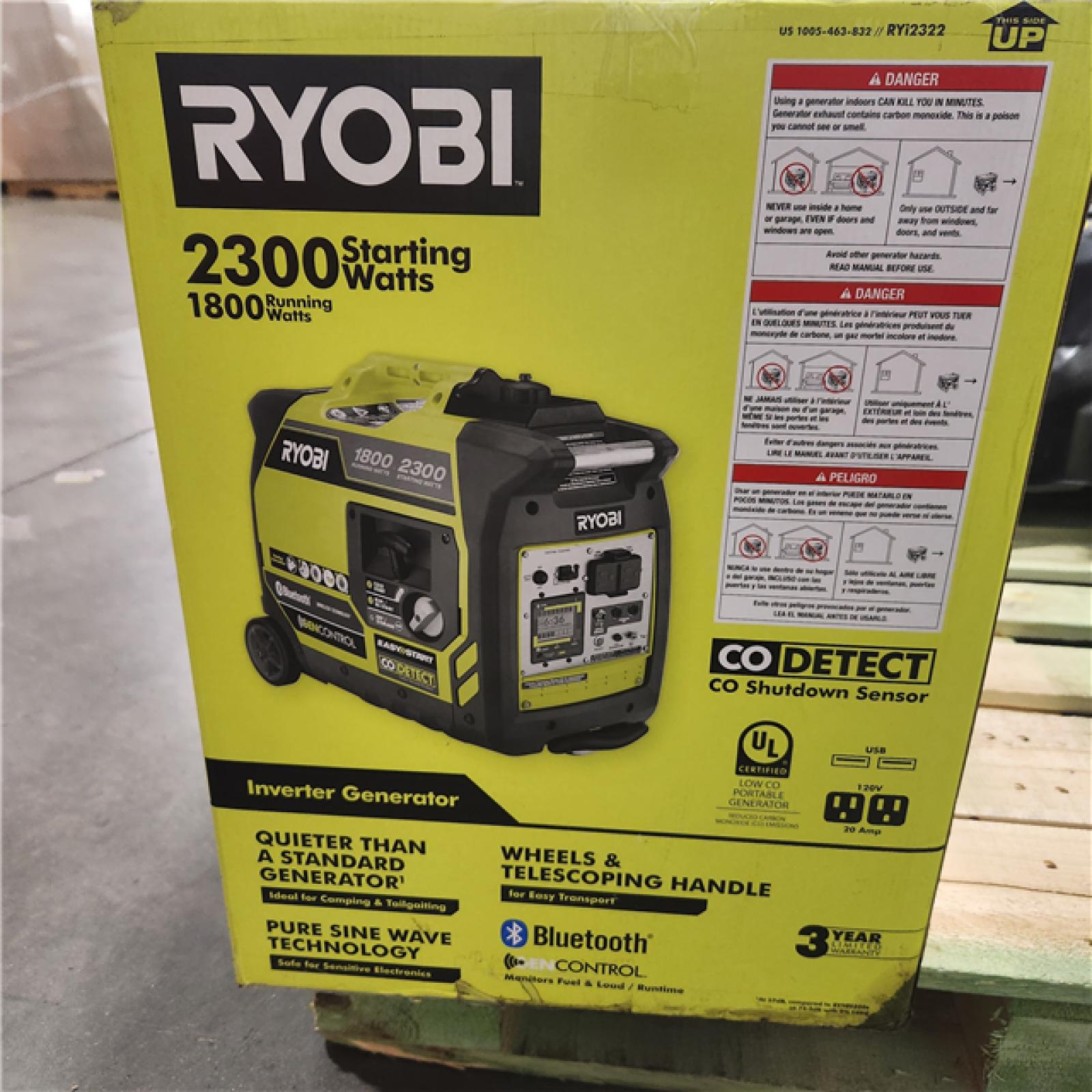 Dallas Location - As-Is Ryobi 2300-Watt Bluetooth Inverter Generator