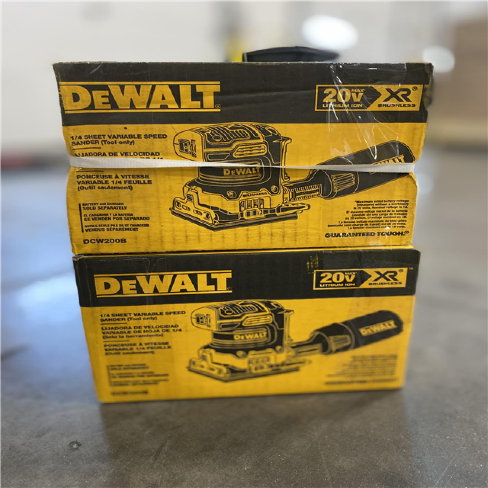 NEW! - DEWALT 20V MAX XR Cordless Brushless 1/4 Sheet Variable Speed Sander (Tool Only) - (2 UNITS)