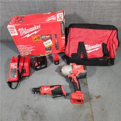 HOUSTON LOCATION - AS-IS M12/M18 12/18V Lithium-Ion Cordless 3/8 in. Ratchet and 1/2 in. High Torque Impact Wrench with Friction Ring Combo Kit