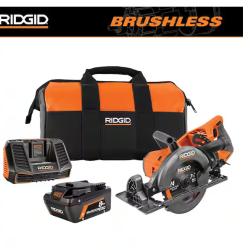 NEW! - RIDGID 18V Brushless Cordless 7-1/4 in. Rear Handle Circular Saw Kit with 8.0 Ah MAX Output Battery, 18V Charger and Bag