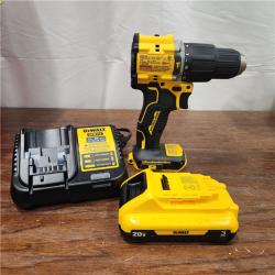 AS-IS DEWALT ATOMIC 20-Volt Lithium-Ion Cordless 1/2 in. Compact Hammer Drill with 3.0Ah Battery, Charger and Bag