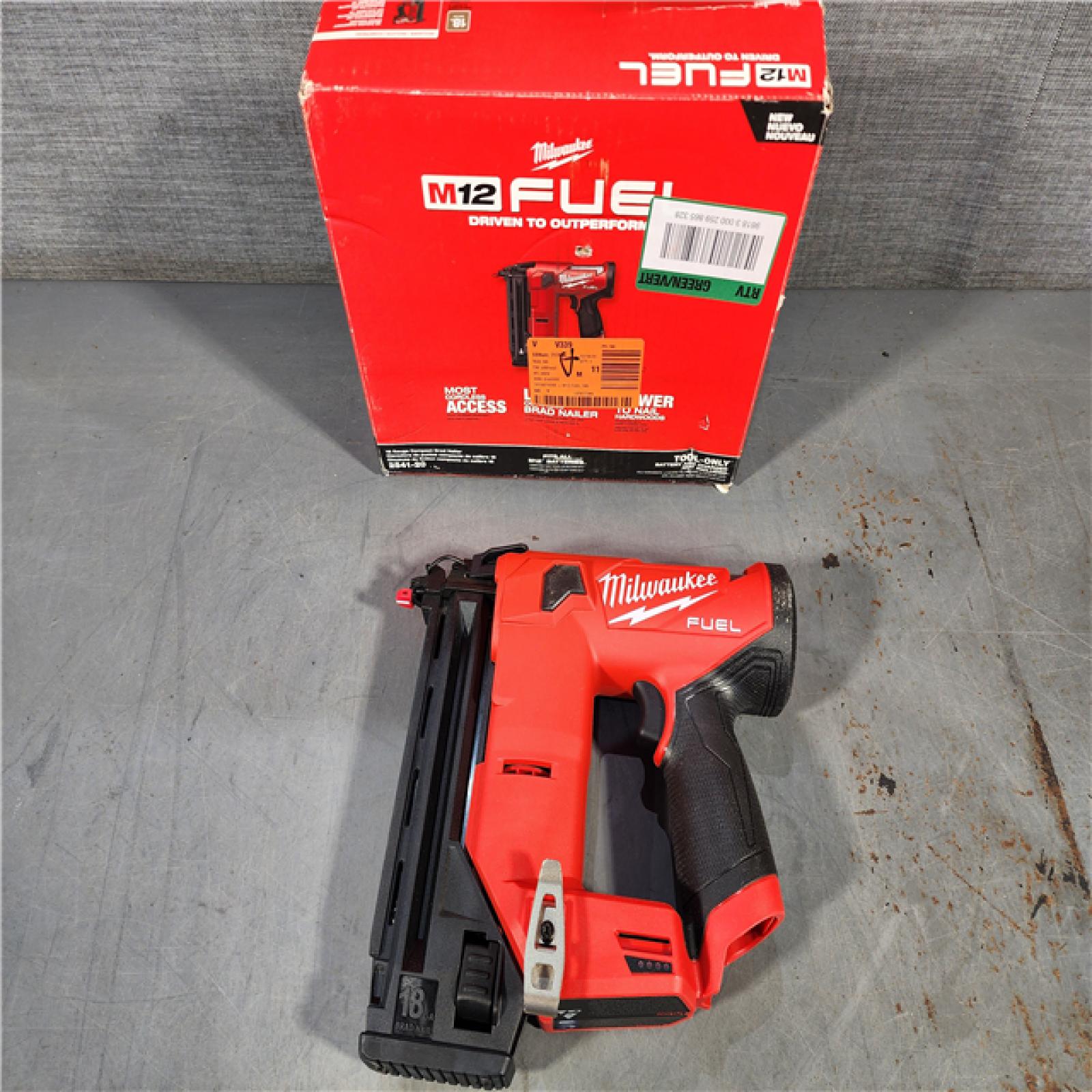 HOUSTON LOCATION - AS-IS M12 FUEL 12-Volt Lithium-Ion Brushless Cordless 18-Guage Compact Brad Nailer (Tool Only)