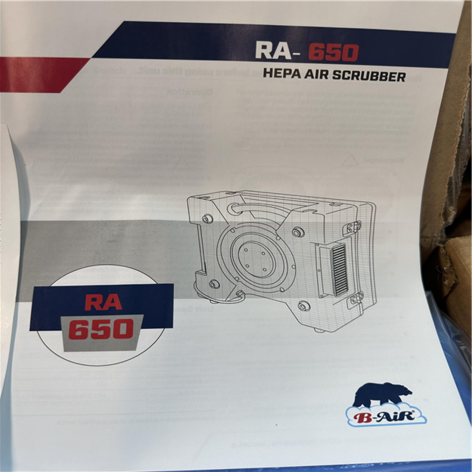 California AS-IS B-Air Hepa Air Scrubber Model RA-650-Appears in NEW Condition