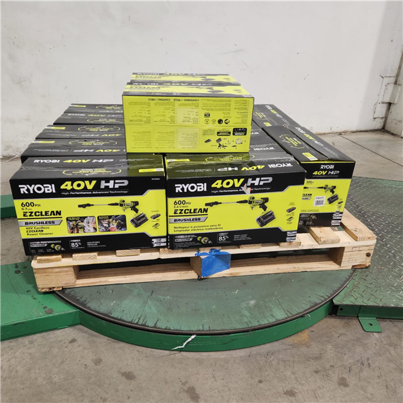 Dallas Location - NEW- RYOBI 40V HP Brushless EZClean 600 PSI 0.7 GPM Cordless Battery Cold Water Power Cleaner with 2.0 Ah Battery and Charger(Lot Of 14) Of