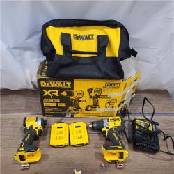 AS-IS DEWALT 20V MAX XR Cordless Drill/Driver, ATOMIC Impact Driver 2 Tool Combo Kit, (2) 2.0Ah Batteries, Charger, and Bag