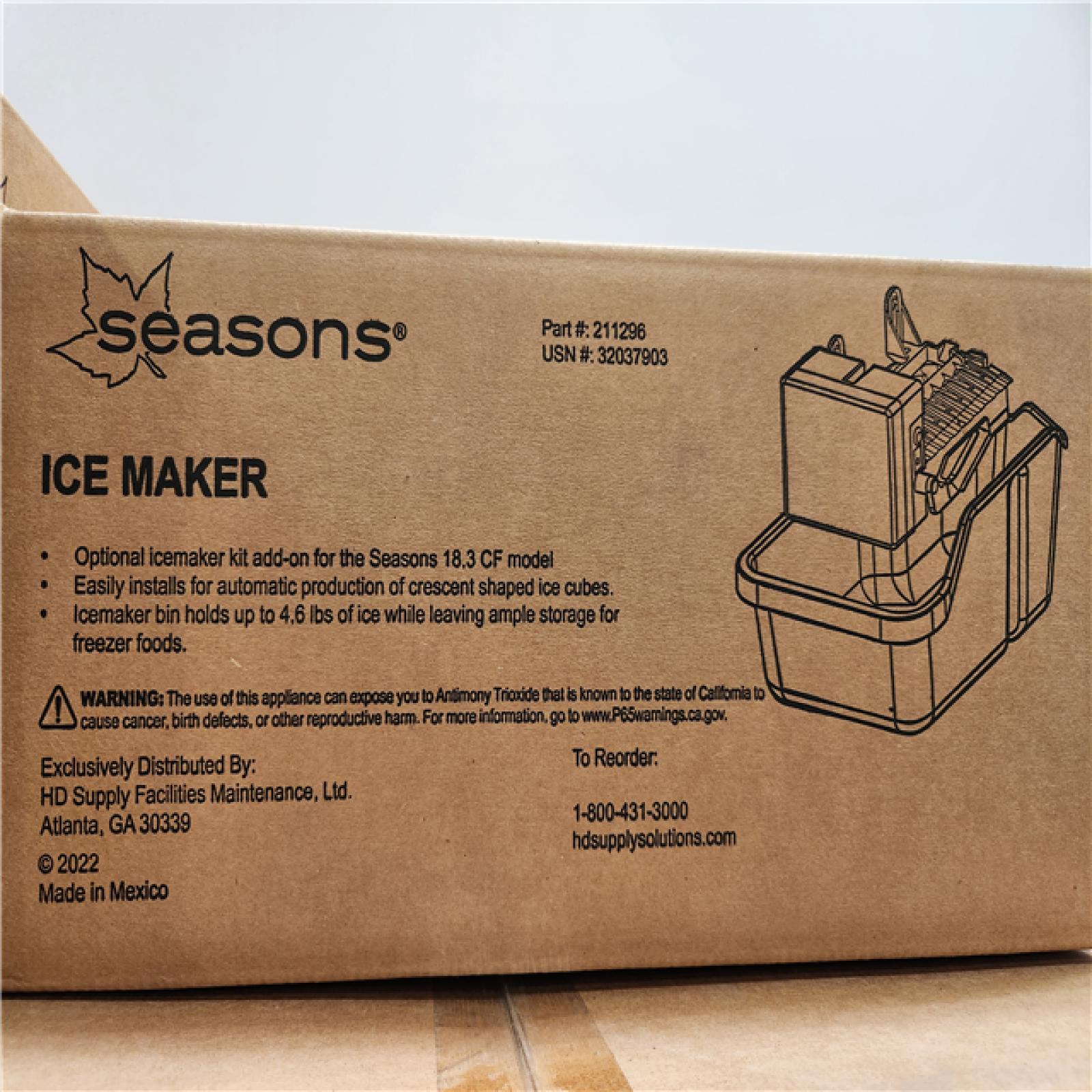 Phoenix Location Pallet of NEW Seasons Seasons® Ice Maker For 18.3 Cubic Feet Refrigerator (53 Total Units)