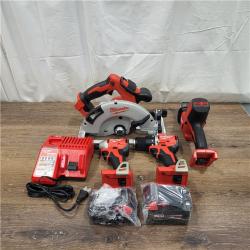 AS-IS Milwaukee M18 18-Volt Lithium-Ion Brushless Cordless Combo Kit (4-Tool) with 2-Batteries, 1-Charger and Tool Bag