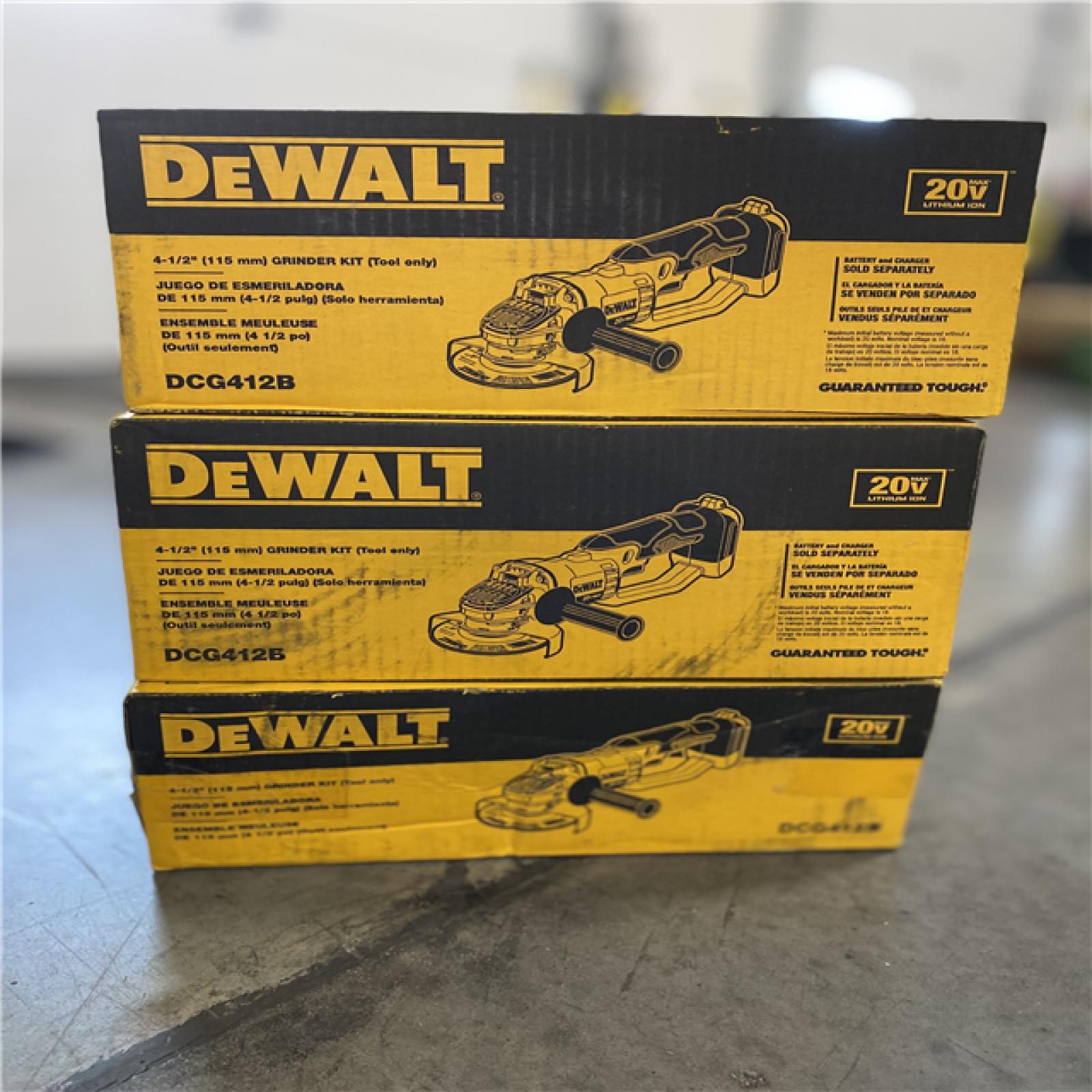 NEW! -  DEWALT 20V MAX Cordless 4.5 in. - 5 in. Angle Grinder (Tool Only) - (3 UNITS)