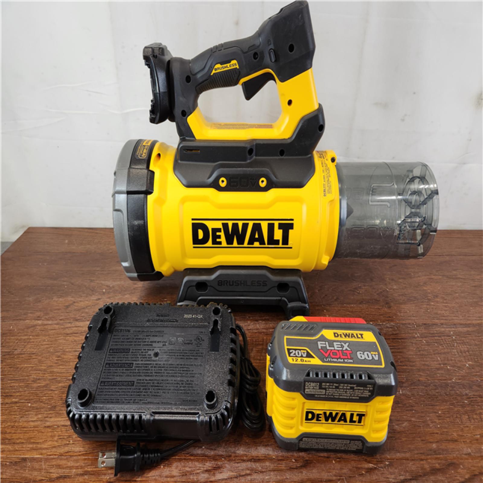 AS-IS DEWALT 60-Volt MAX Brushless Cordless Battery Powered Handheld Axial Leaf Blower Kit