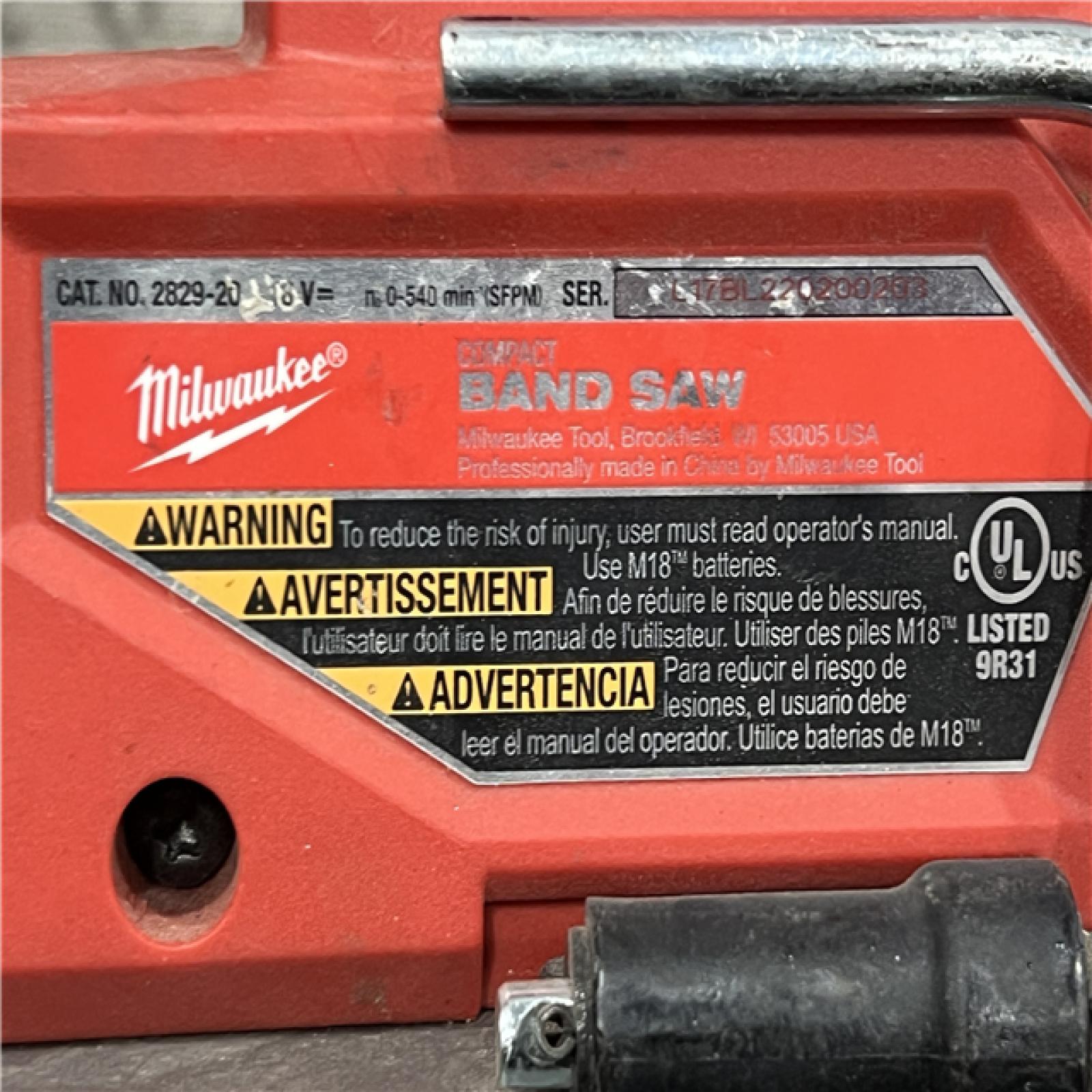 AS-IS Milwaukee M18 Fuel 3-1/4  18V Brushless Compact Band Saw 2829-20 (Bare Tool)