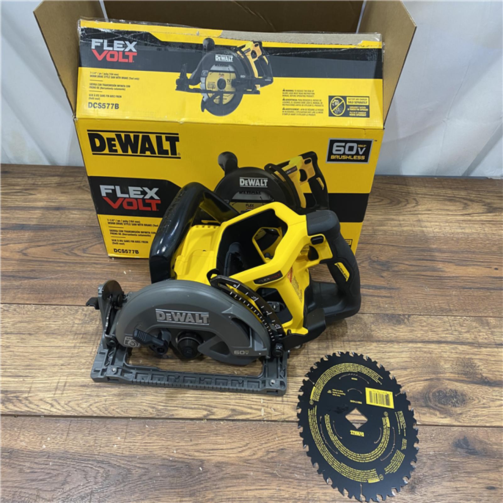 AS IS DEWALT FLEXVOLT 60V MAX Cordless Brushless 7-1/4 in. Wormdrive Style Circular Saw (Tool Only)