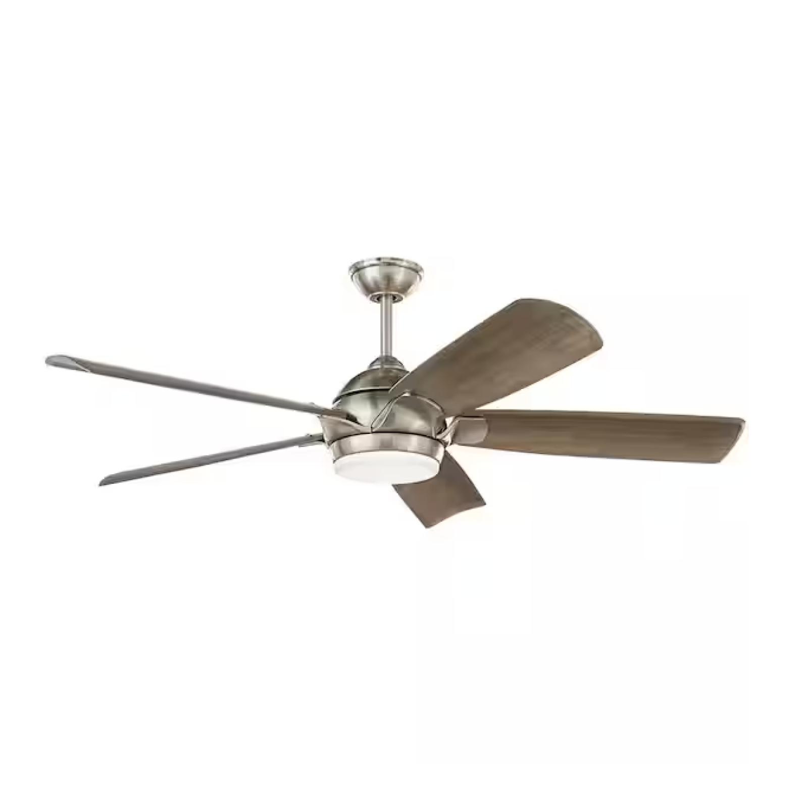 DALLAS LOCATION - Home Decorators Collection Camrose 60 in. Integrated Color LED Brushed Nickel Ceiling Fan with Light Kit and Remote Color Changing PALLET - (14 UNITS)