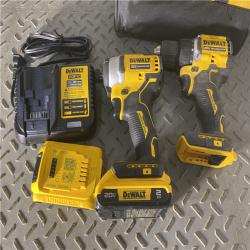 Houston location AS-IS DEWALT ATOMIC 20-Volt MAX Lithium-Ion Cordless Combo Kit (2-Tool) with (2) 2.0Ah Batteries, Charger and Bag