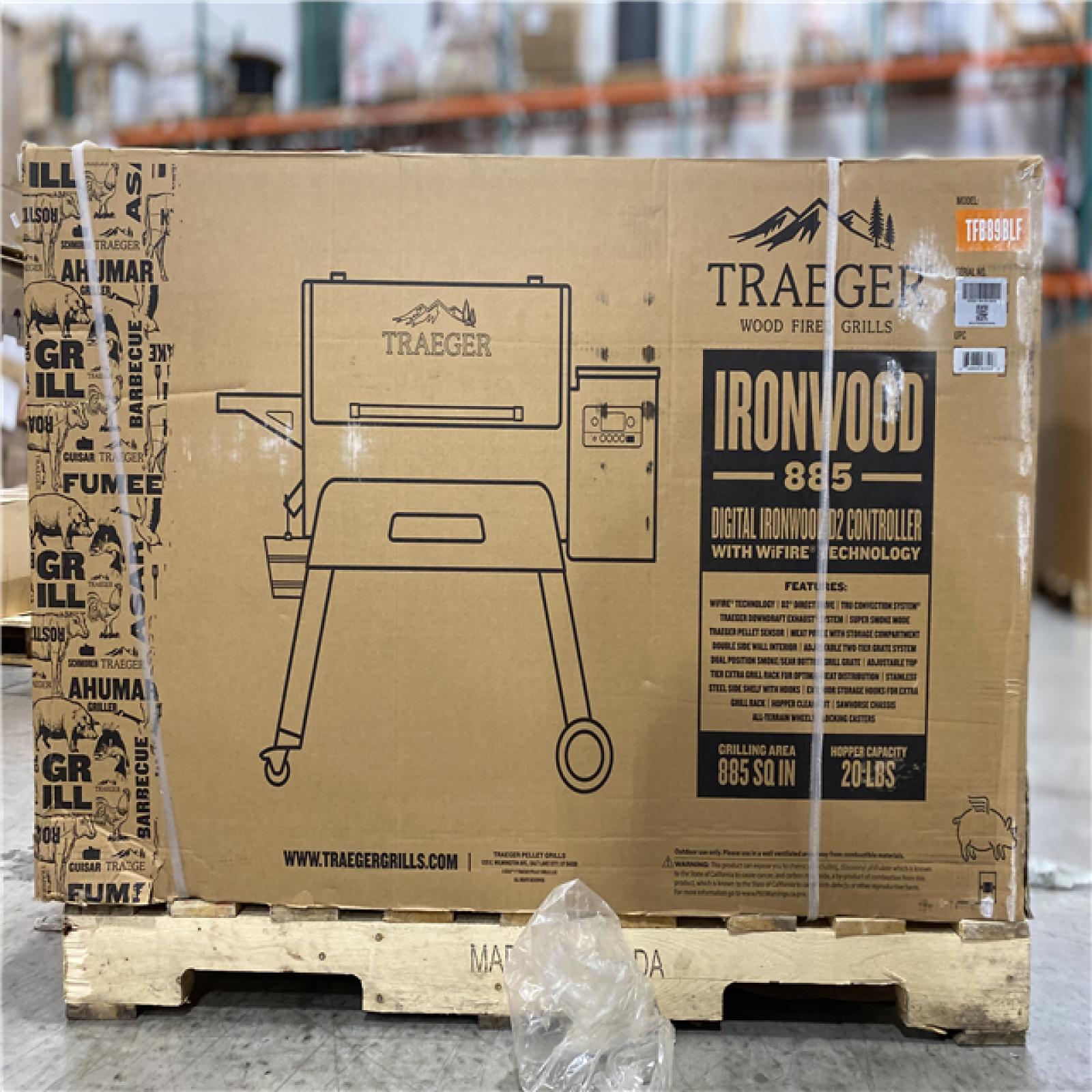 DALLAS LOCATION -Traeger Ironwood 885 Wifi Pellet Grill and Smoker in Black