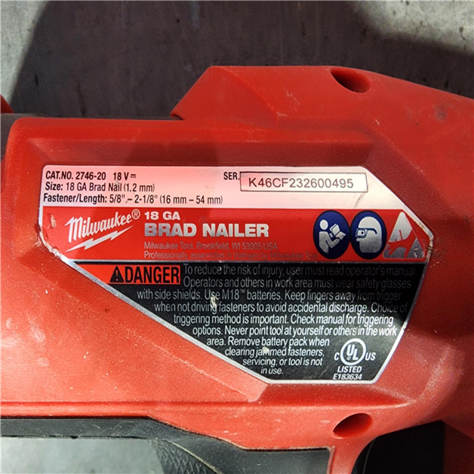 HOUSTON LOCATION - AS-IS Milwaukee M18 Fuel 18V Brushless 18-Gauge Brad Nailer 2746-20 (Bare Tool)