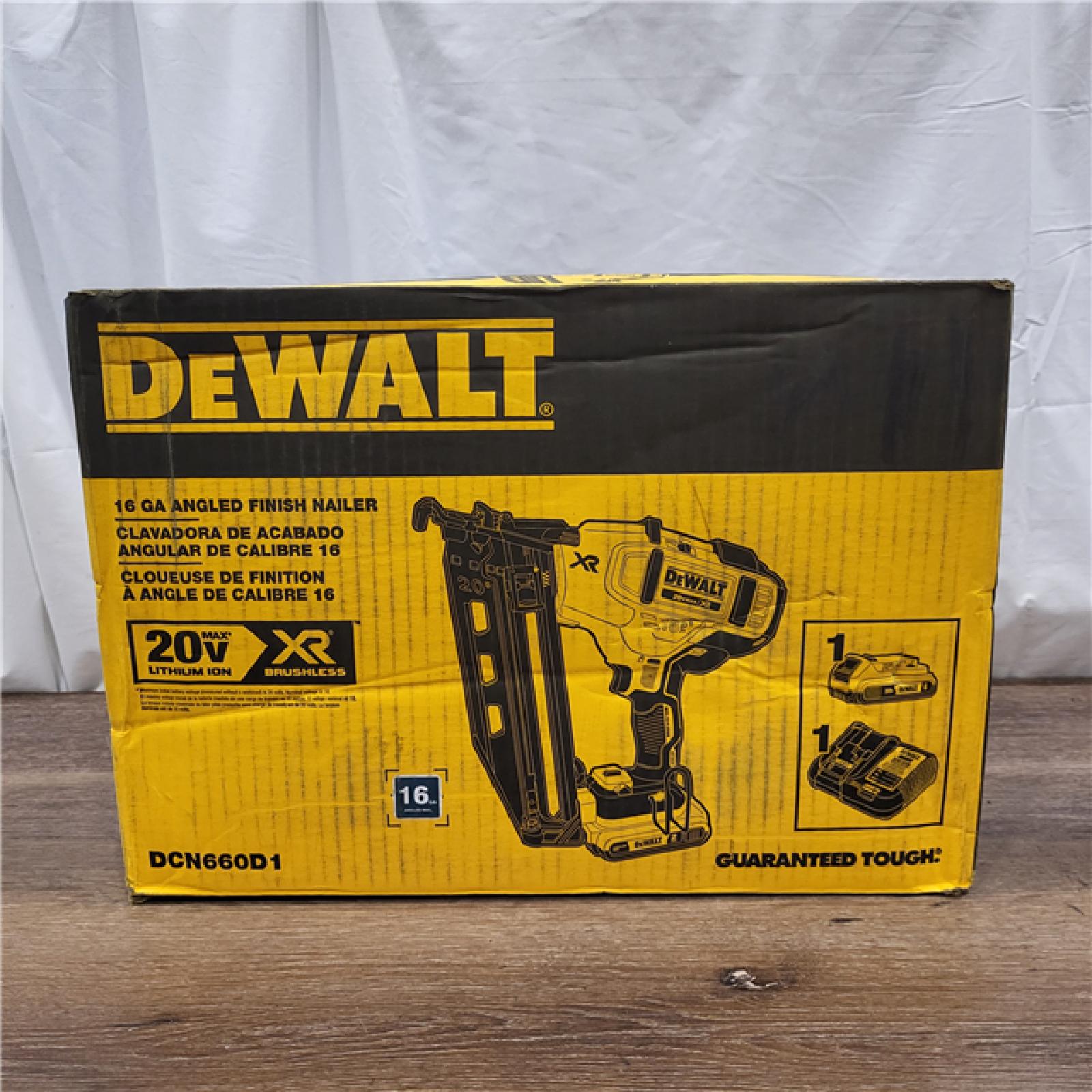 AS-IS DeWalt DCN660D1 20V 16 Gauge Cordless Angled Finish Nailer Kit W/ 2Ah Battery