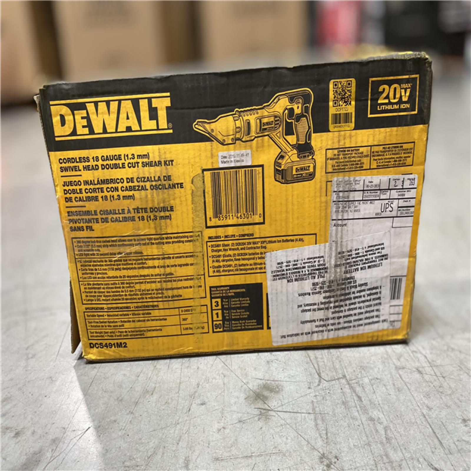 NEW! DEWALT 20V MAX Cordless 18-Gauge Swivel Head Shears with (2) 20V 4 ...