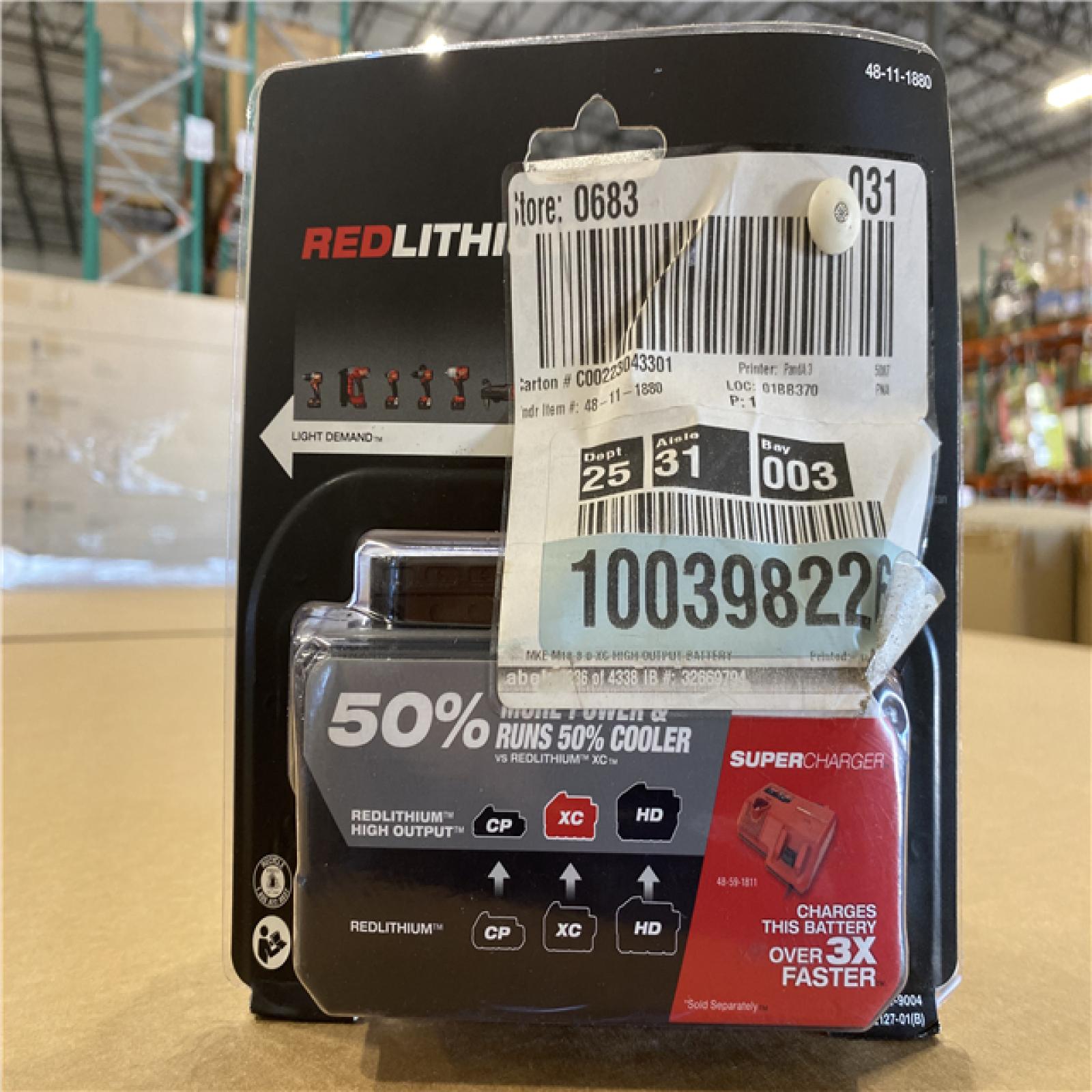 NEW! - Visit Milwaukee Store Milwaukee M18 REDLITHIUM HIGH OUTPUT XC8.0 Battery