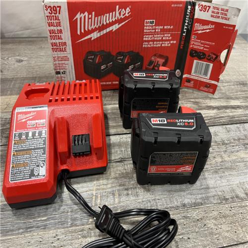 AS-IS Milwaukee M18 18-Volt Lithium-Ion XC Starter Kit with Two 5.0Ah Batteries / Charger (48-59-1852B)