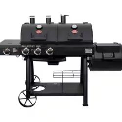 DALLAS LOCATION - Char-Griller Texas Trio 4-Burner Dual Fuel Grill with Smoker in Black