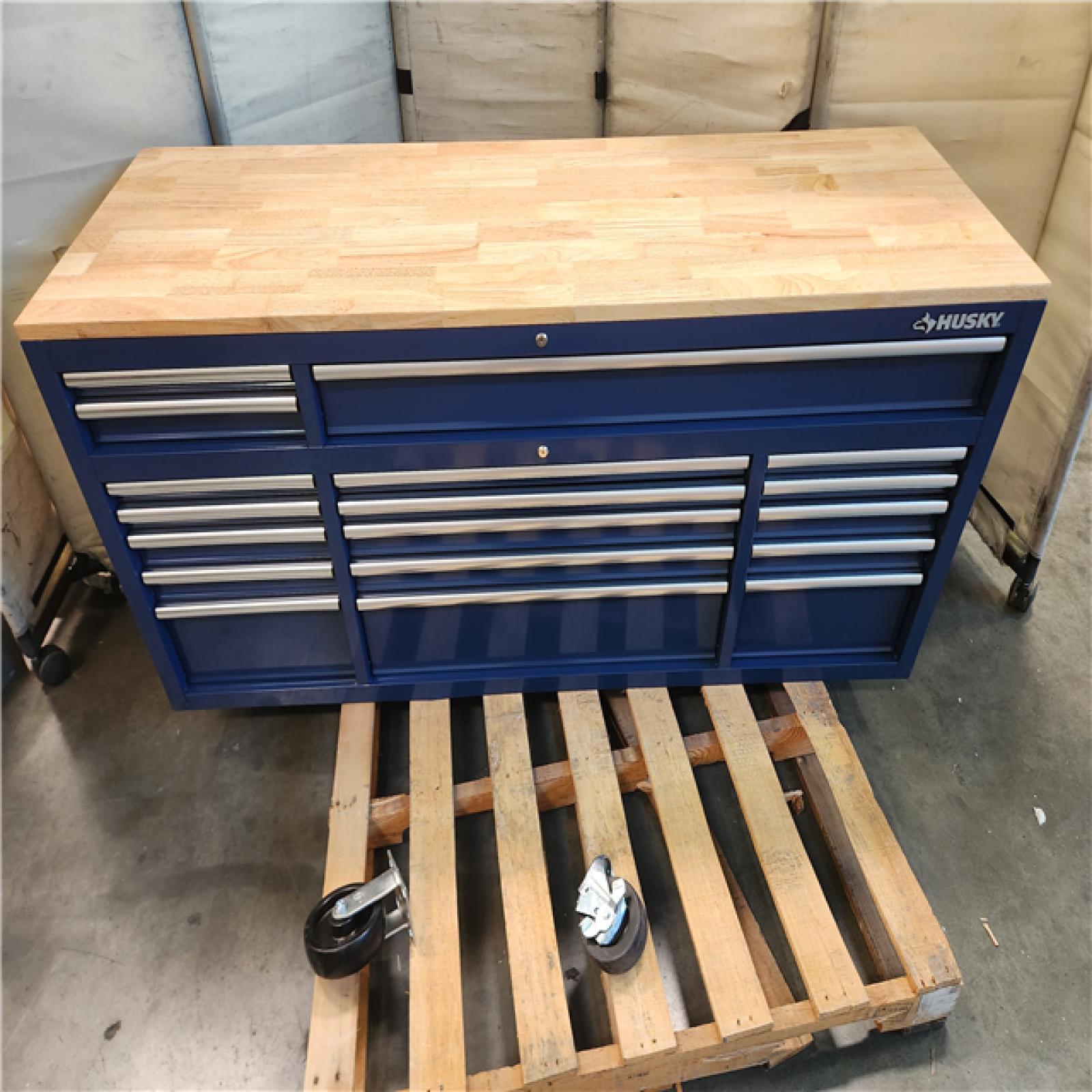 California AS-IS Husky 72 In. 18-Drawer Mobile Workbench (2 BROKEN WHEELS)