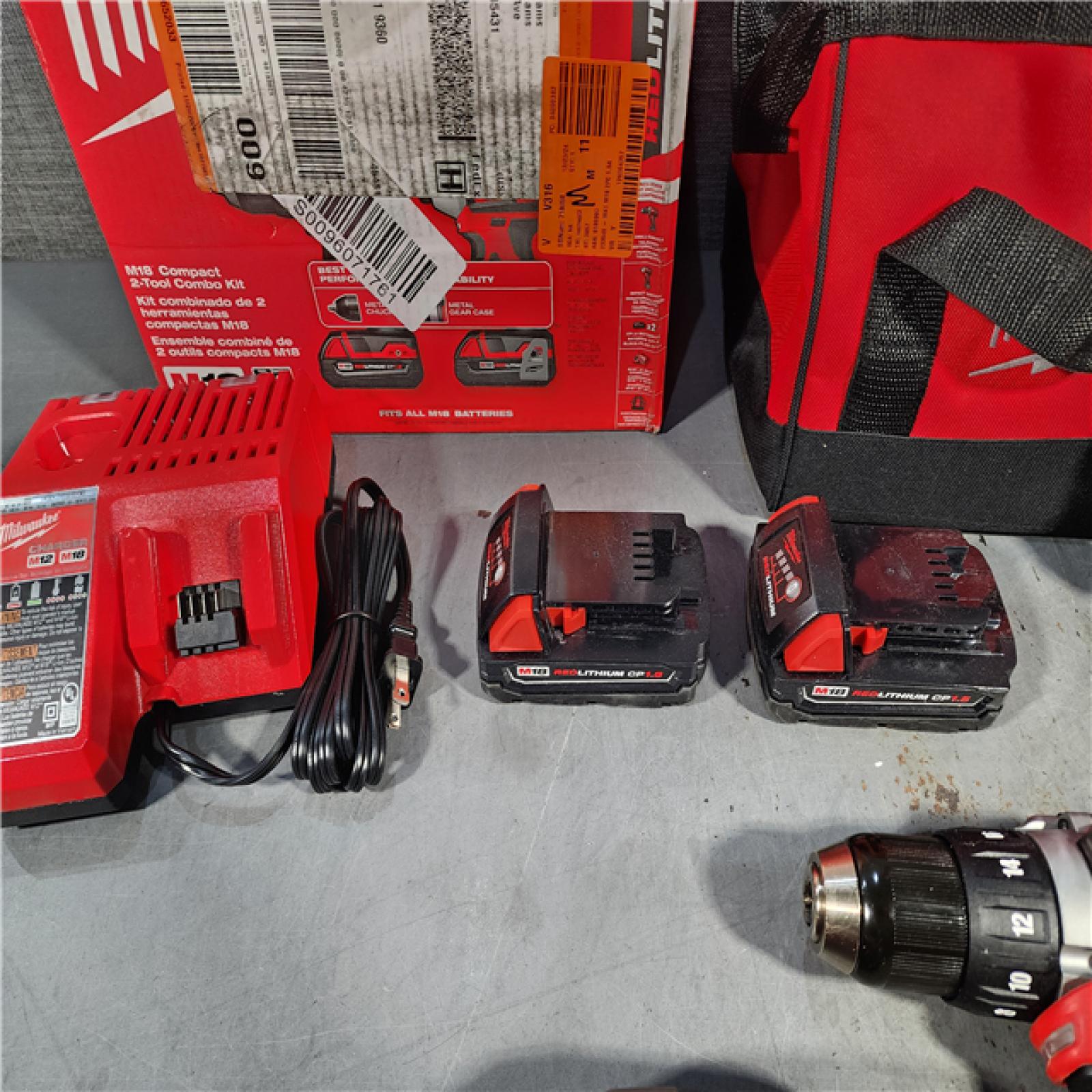 HOUSTON LOCATION - AS-IS Milwaukee M18 18V Cordless Brushed 2 Tool Drill/Driver and Impact Driver Kit