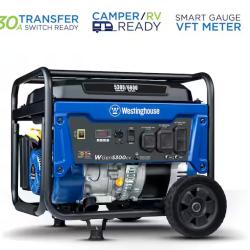 NEW! - Westinghouse 6,600/5,300-Watt Gas Powered Portable Generator with Recoil Start, 30A 120/240V Outlet