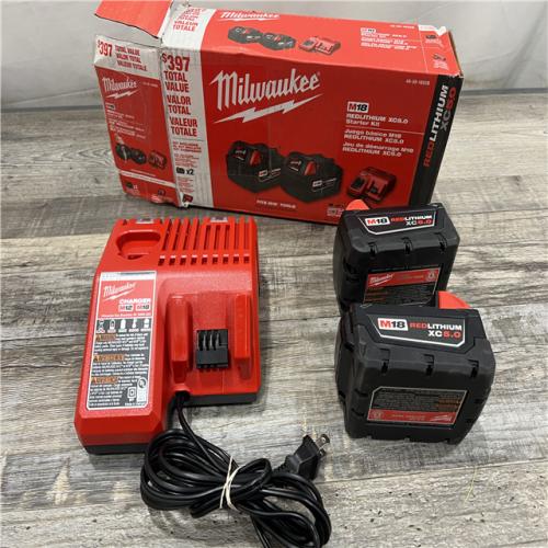 AS-IS Milwaukee M18 18-Volt Lithium-Ion XC Starter Kit with Two 5.0Ah Batteries / Charger (48-59-1852B)