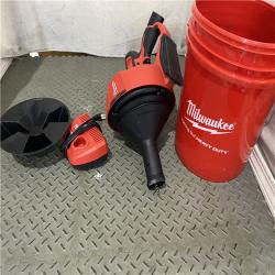 Houston location AS-IS MILWAUKEE M12 12-V Lithium-Ion Cordless Drain Snake Auger W/ (1) 1.5Ah Battery, 5/16 in. X 25 Ft. Cable, Charger, & 5 Gal. Bucket