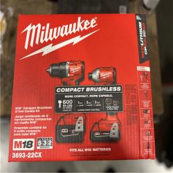 NEW! - Milwaukee M18 18-Volt Lithium-Ion Brushless Cordless Compact Hammer Drill/Impact Combo Kit (2-Tool) with (2) Batteries, Bag