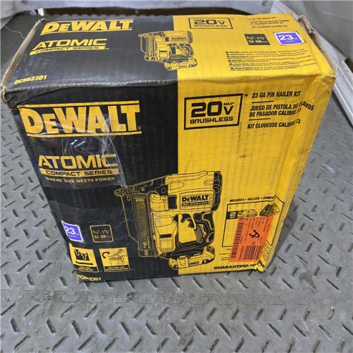 Houston location AS-IS DEWALT ATOMIC 20V MAX Lithium Ion Cordless 23 Gauge Pin Nailer Kit with 2.0Ah Battery and Charger