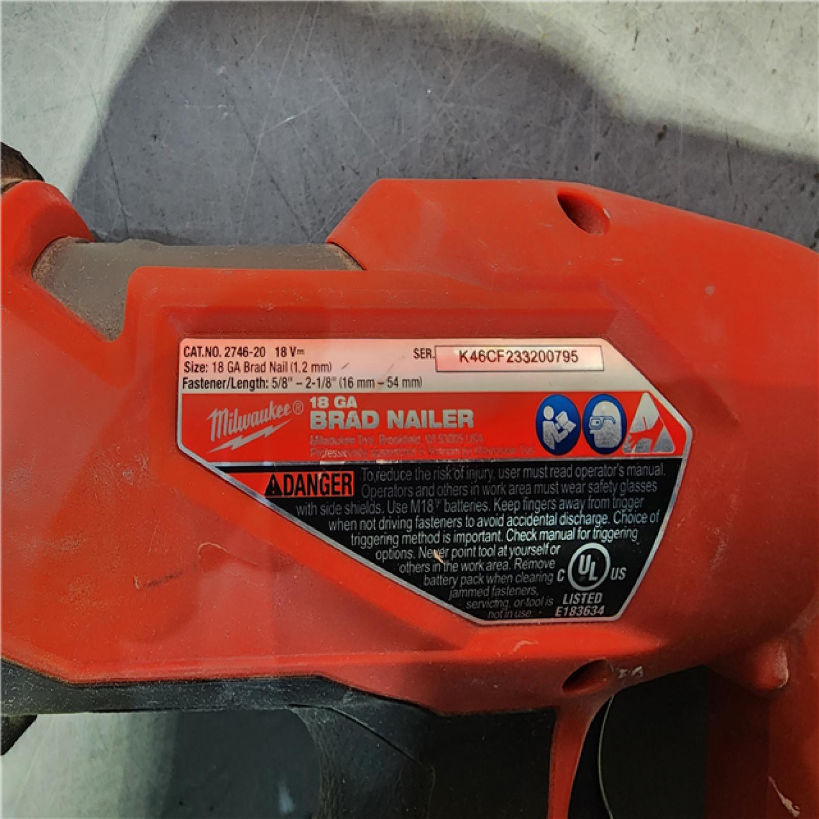 HOUSTON LOCATION - AS-IS Milwaukee M18 Fuel 18V Brushless 18-Gauge Brad Nailer 2746-20 (Bare Tool)