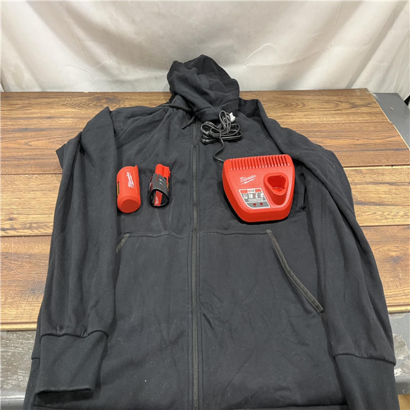 AS IS Milwaukee 2X-Large M12 12-Volt Lithium-Ion Cordless Black Heated Jacket Hoodie Kit