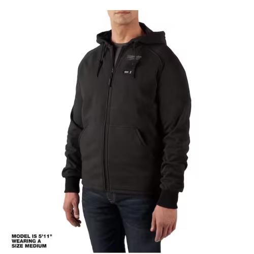 NEW! - Milwaukee Men's X-Large M12 12-Volt Lithium-Ion Cordless Black Heated Jacket Hoodie Kit with (1) 2.0 Ah Battery and Charger