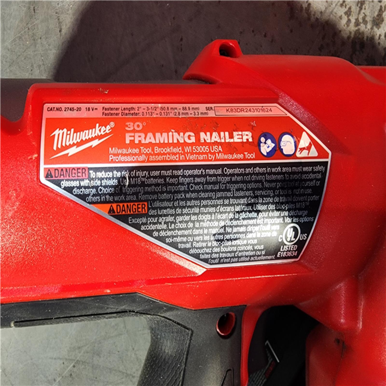 HOUSTON LOCATION - AS-IS M18 FUEL 3-1/2 in. 18-Volt 30-Degree Lithium-Ion Brushless Cordless Framing Nailer (Tool-Only)