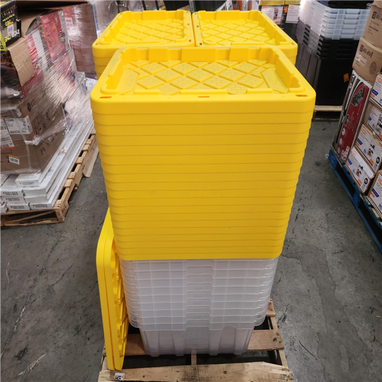 Phoenix Location HDX 17 Gal. Tough Storage Tote in Clear with Yellow Lid (42 Count)