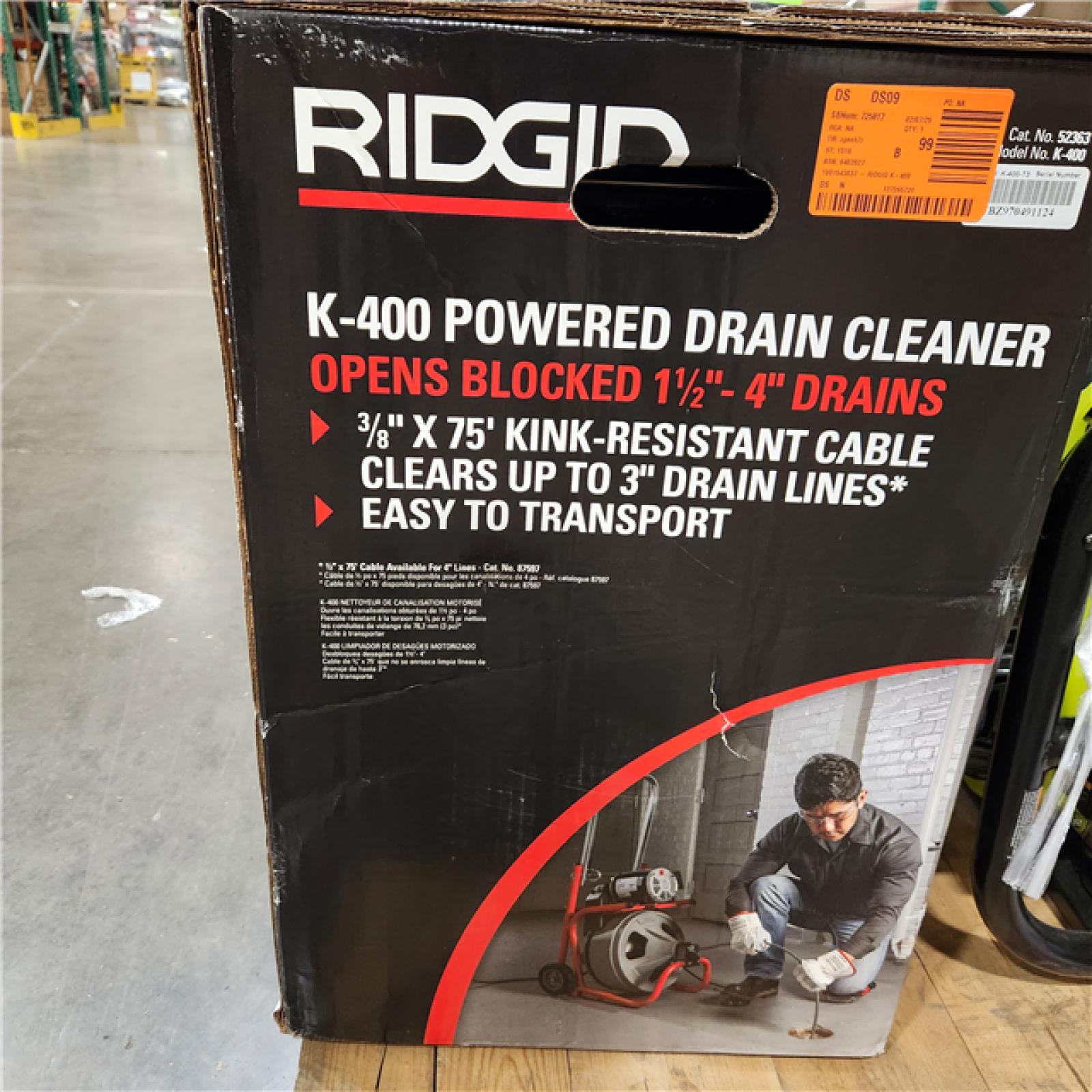 Dallas Location - As-Is RIDGID K-400 Drain Cleaning Snake Auger