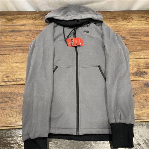 AS IS Men's Small M12 12-Volt Lithium-Ion Cordless Gray Heated Jacket Hoodie Kit with (1) 2.0 Ah Battery and Charger