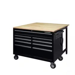 DALLAS LOCATION - Husky Tool Storage 46 in. W Standard Duty Black Mobile Workbench Cabinet with Solid Top Full Length Extension Table