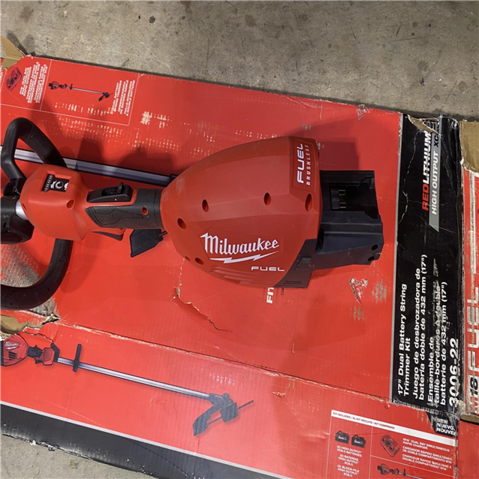 HOUSTON LOCATION - AS-IS Milwaukee M18 FUEL 18V Brushless Cordless 17 in. Dual Battery Straight Shaft String Trimmer Kit