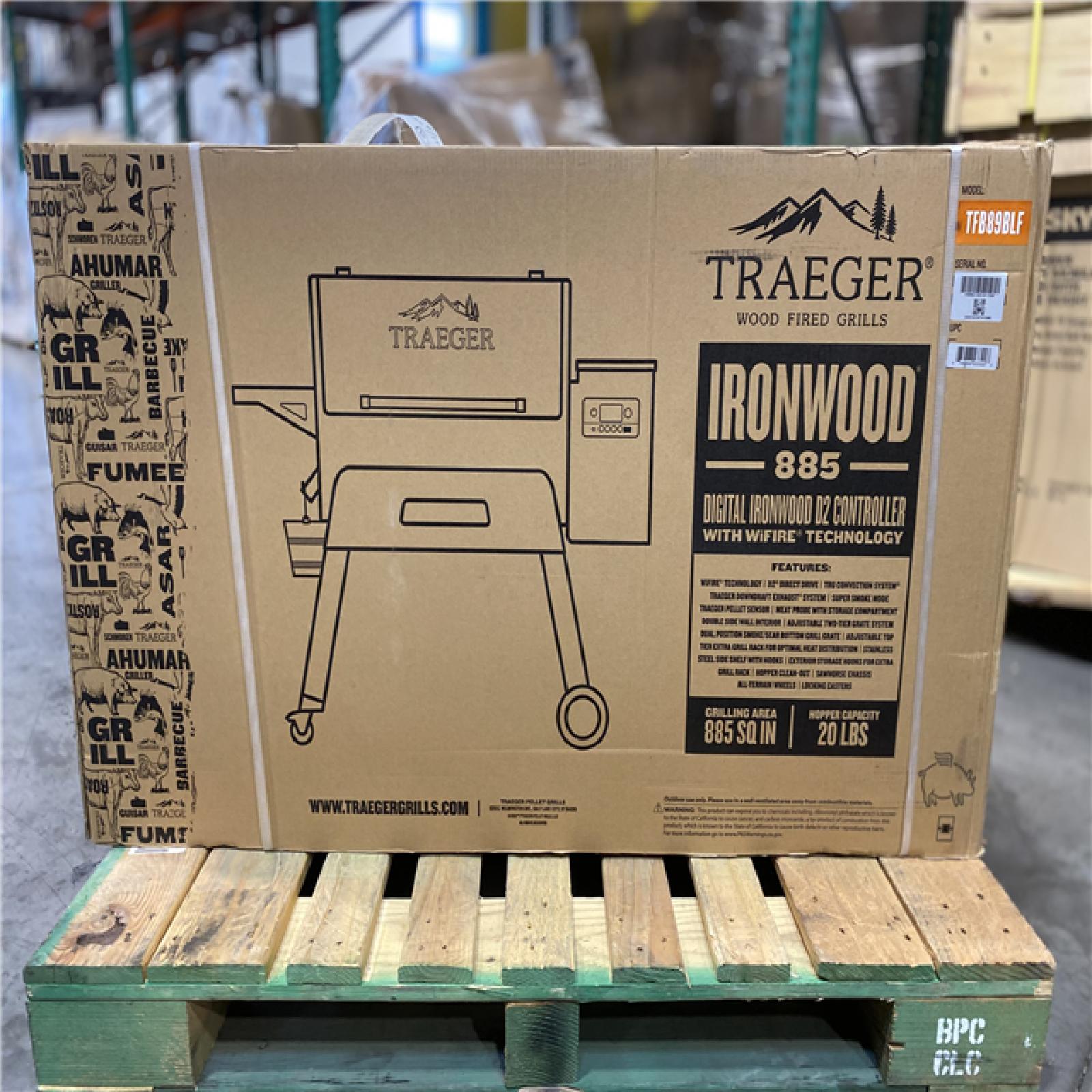 DALLAS LOCATION- Traeger Ironwood 885 Wifi Pellet Grill and Smoker in Black