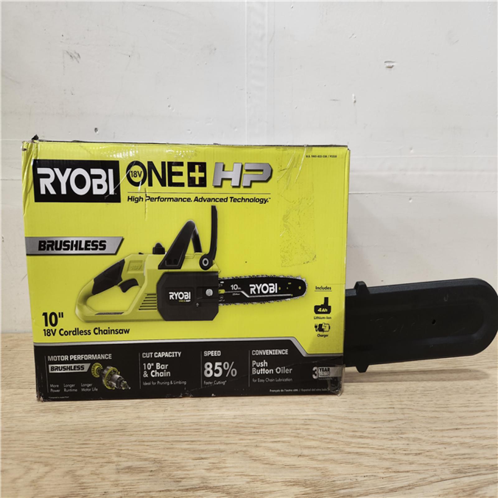 Phoenix Location RYOBI ONE+ HP 18V Brushless 10 in. Battery Chainsaw with 4.0 Ah Battery and Charger