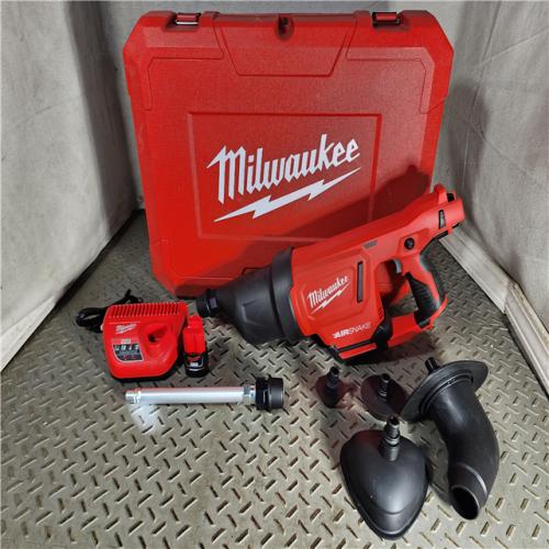 HOUSTON LOCATION - AS-IS M12 12-Volt Lithium-Ion Cordless Drain Cleaning Airsnake Air Gun Kit with (1) 2.0Ah Battery, Toilet Attachments