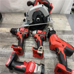 AS-IS Milwaukee M18 18-Volt Lithium-Ion Cordless Combo Tool Kit (5-Tool) with (1) 3.0Ah and (1) 1.5Ah Battery, (1) Charger, (1) Tool Bag