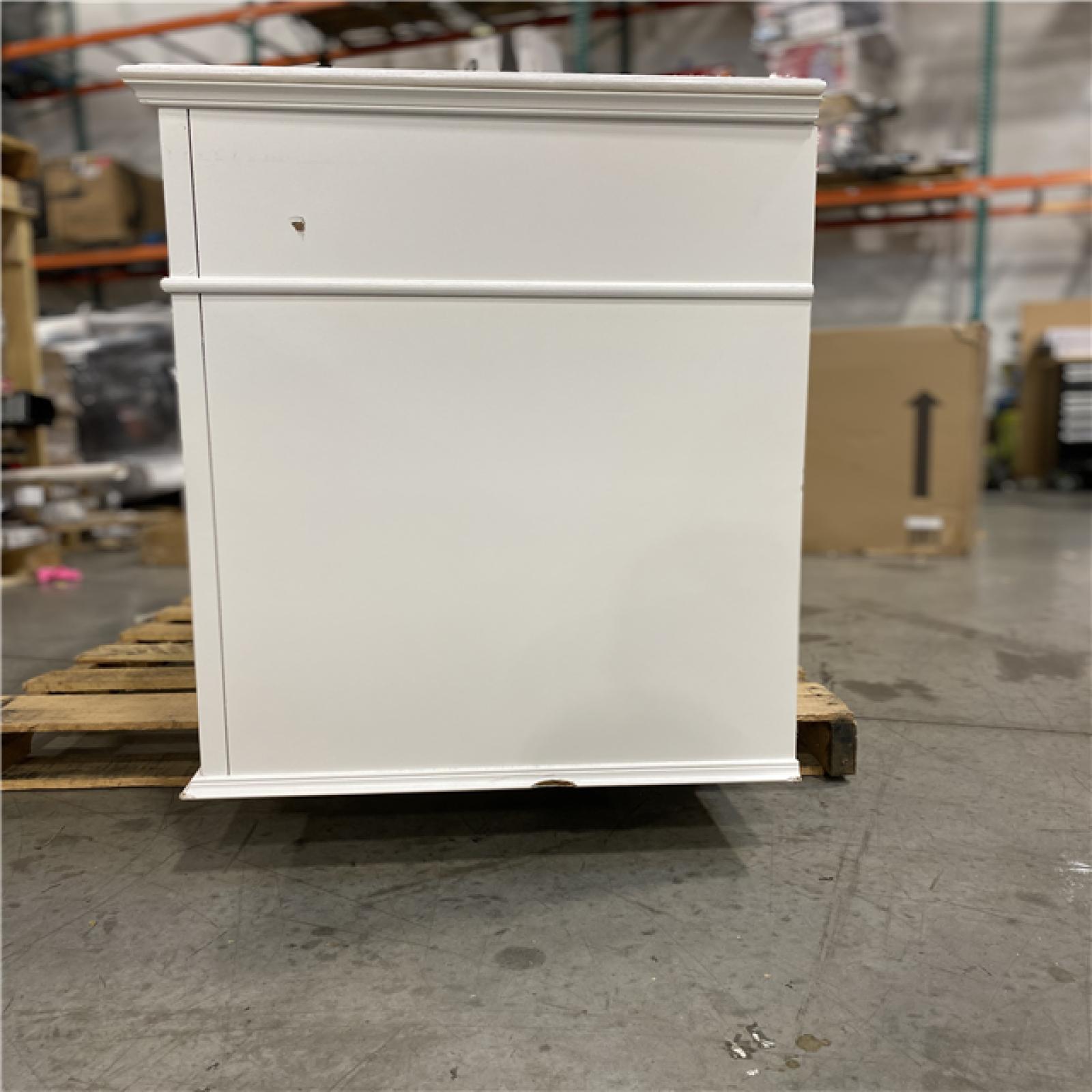 DALLAS LOCATION - Home Decorators Collection Hampton Harbor 72 in. W x 22 in. D x 35 in. H Double Sink Freestanding Bath Vanity in White with White Marble Top