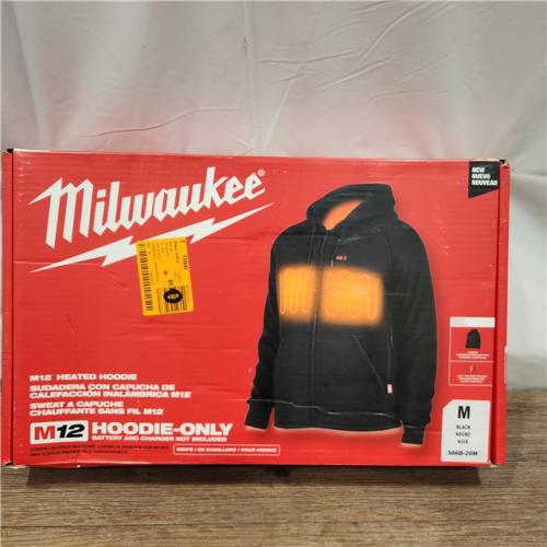 AS-IS Milwaukee Men's Medium M12 12-Volt Lithium-Ion Cordless Black Heated Jacket Hoodie (Jacket and Charger/Power Source Only)