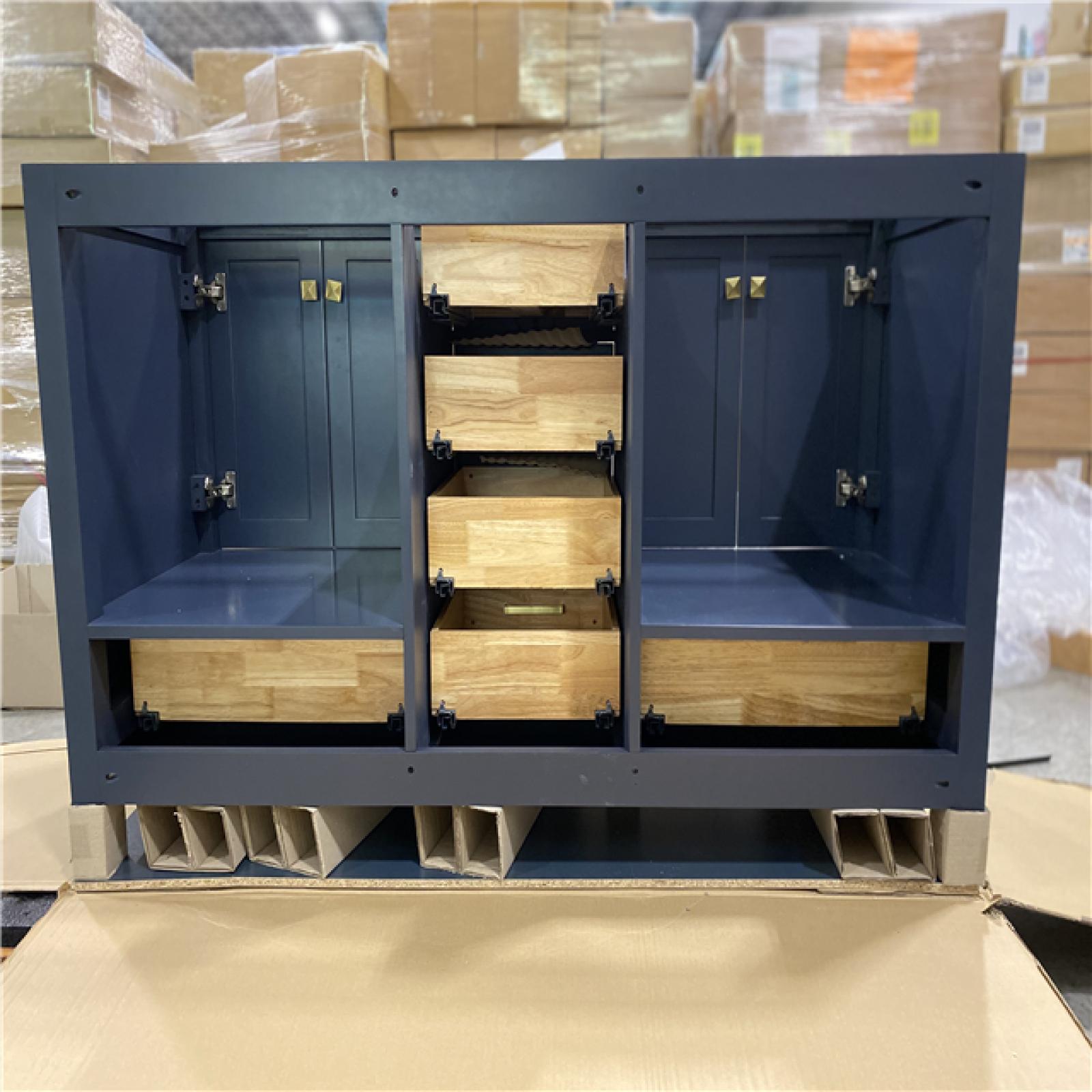 DALLAS LOCATION - ARIEL Cambridge 60 in. W x 21.5 in. D x 34.5 in. H Double Freestanding Bath Vanity Cabinet Only in Midnight Blue