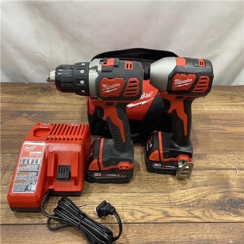 AS IS Milwaukee M18 18V Cordless Brushed 2 Tool Drill/Driver and Impact Driver Kit