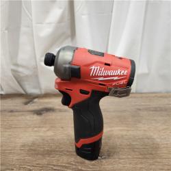 AS-IS M12 FUEL SURGE 12V Lithium-Ion Brushless Cordless 1/4 in. Hex Impact Driver Compact Kit W/Two 2.0Ah Batteries, Bag